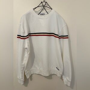 Sealala White Crewneck with Navy, Off White & Red Stripe Chest and Sleeve Stripe